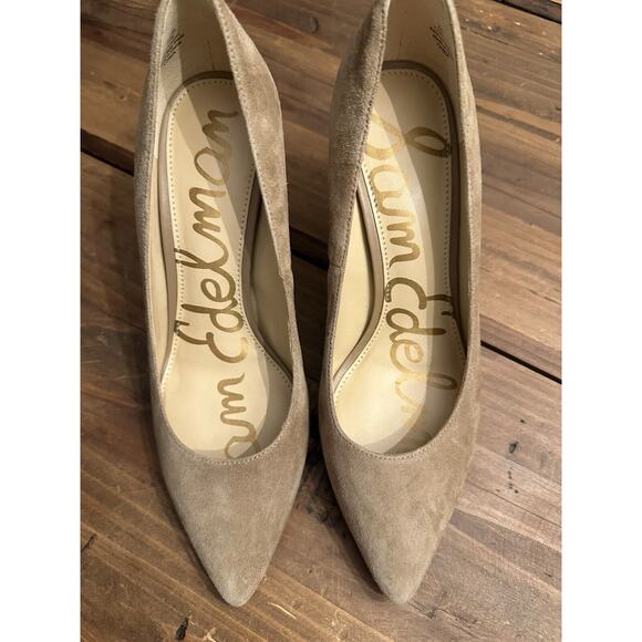 Sam Edelman Tonia Womens 6 M Tan Beige Suede Leather Pumps Heels Silver Spikes - Picture 4 of 8